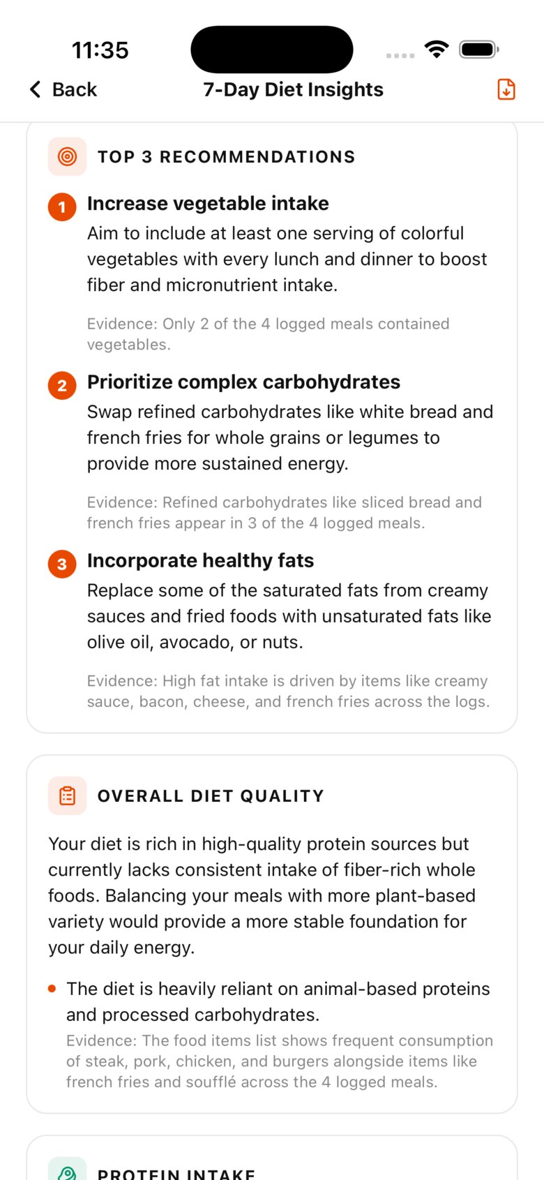AI diet insight report